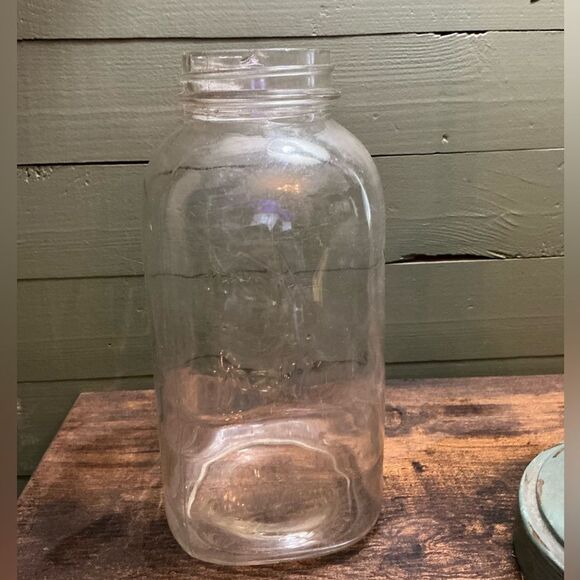 Antique Clear Kerr Mason Jar | 9.5” Vintage Farmhouse Decor - Picture 3 of 5